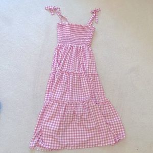 Pink Gingham Maxi Dress